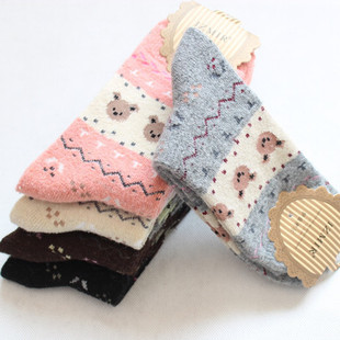 Dot women's wool socks autumn and winter thickening thermal bear women's sock socks