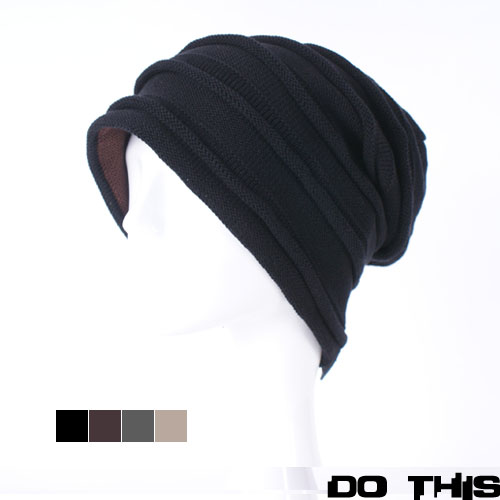 Dothis winter solid color winter double layer ear knitted hat 1m1037