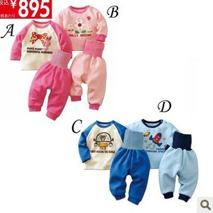 Double 10 air cotton thickening protection belly set baby underwear set