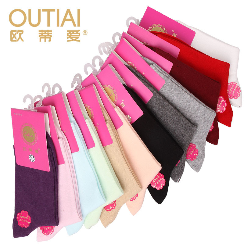 Double 10 women's 100% cotton socks spring and summer solid color 100% anti-odor thin cotton socks 7102
