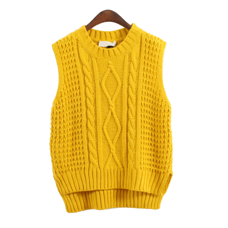 Double 11 big low-high placketing three-dimensional twisted knitted pullover sweater vest female