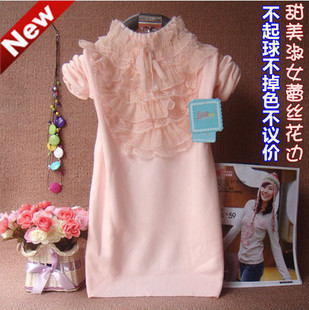 Double 12 big 2011 spring and autumn cascade laciness lace small stand collar basic knitted long-sleeve sweater