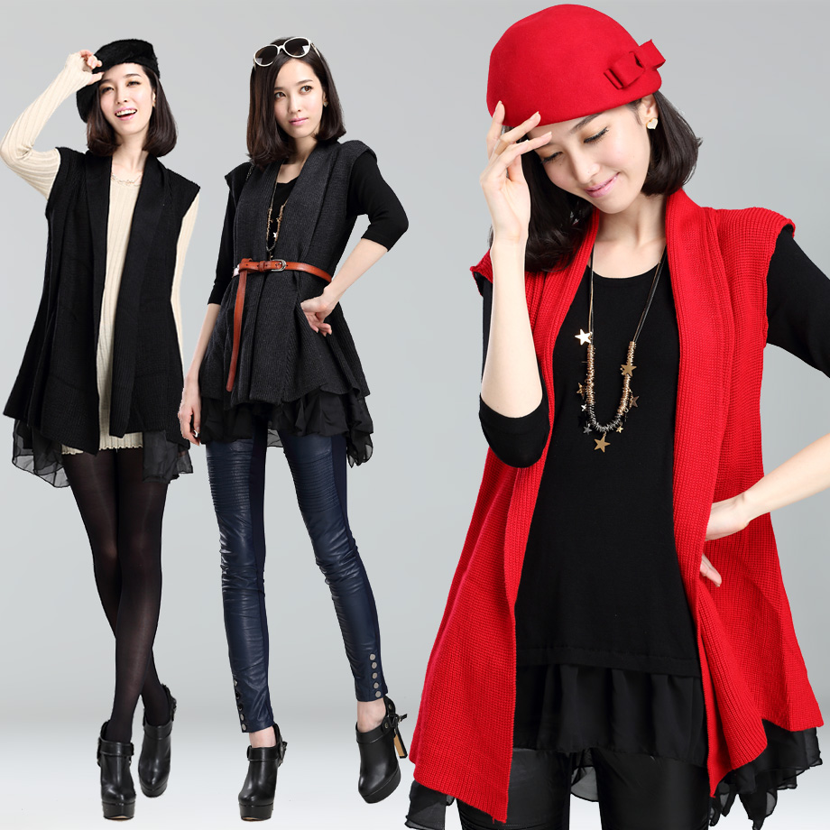 Double 2012 autumn chiffon sweep woven vest cape - - 3