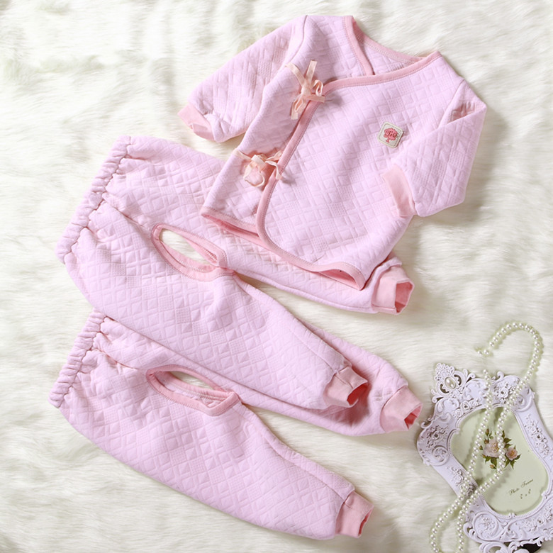 Double baby newborn baby plain bamboo fibre clip wire bandage piece set underwear set