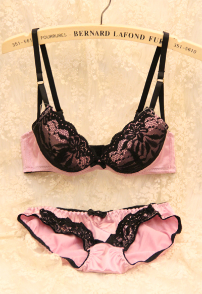 Double black lace bra women's bra underwear set 2157 purple