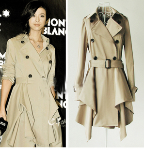 Double breasted belt slim skirt trench outerwear 6 full