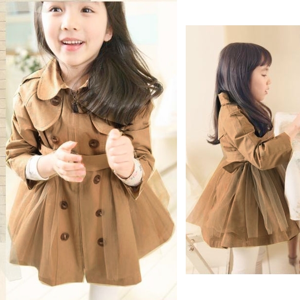 Double breasted belt trench 2013 spring children's clothing one-piece dress female child outerwear