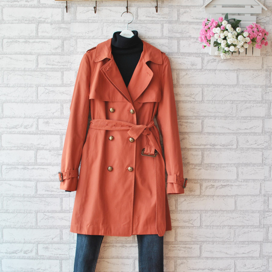 Double breasted medium-long trench epaulet decoration OL fy1049 outfit