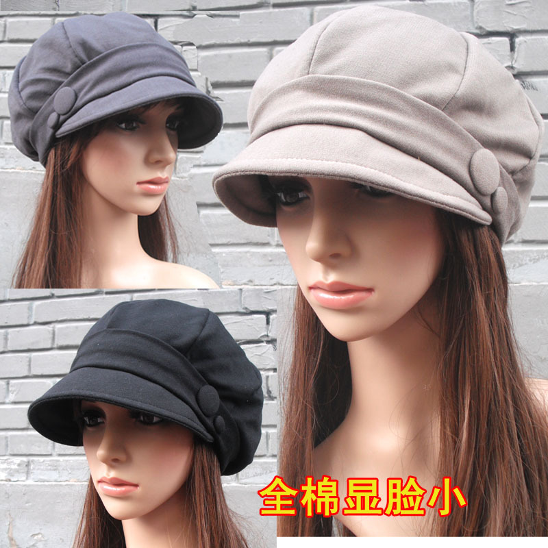 Double buckles 3 100% cotton hat female octagonal cap fashion bucket hat cap beret bag tube cap