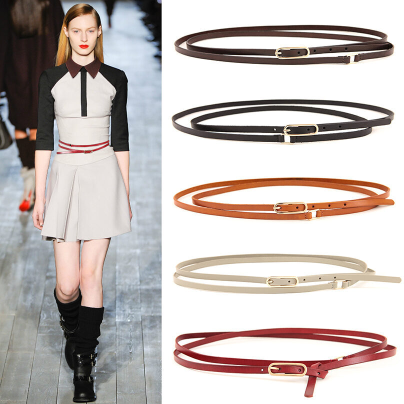 Double-circle genuine leather female thin belt fashion all-match genuine leather strap tieclasps c179