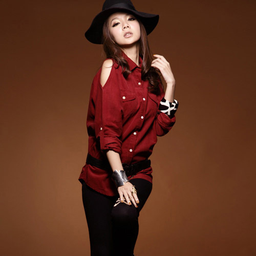 Double e 2797 spring personalized fashion consequently corduroy plain long-sleeve shirt 260g