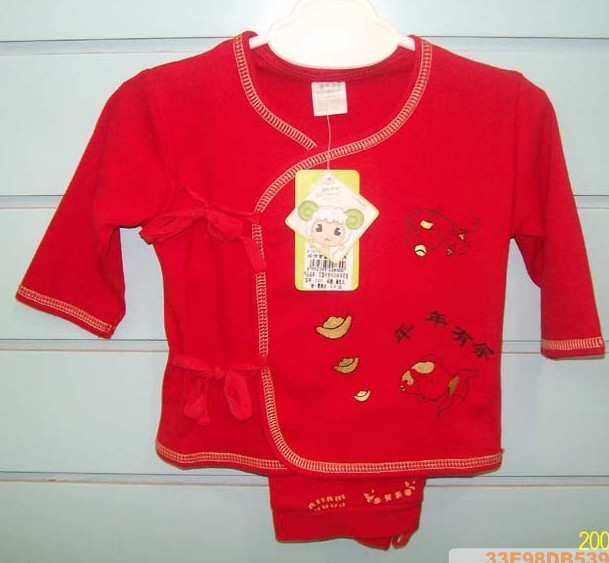 Double faced fabric lucky lacing baby underwear set wool