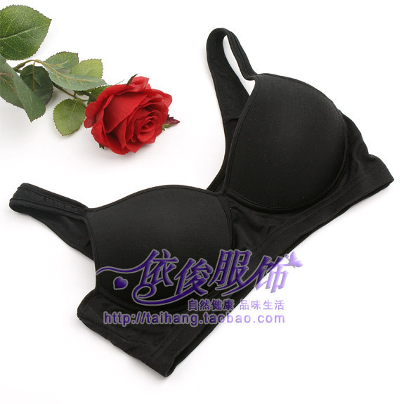 Double faced knitted silk bra underwear sports bra black