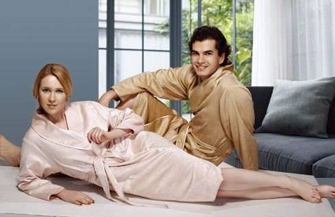 Double faced single tier silk long-sleeve sleepwear robe comfortable