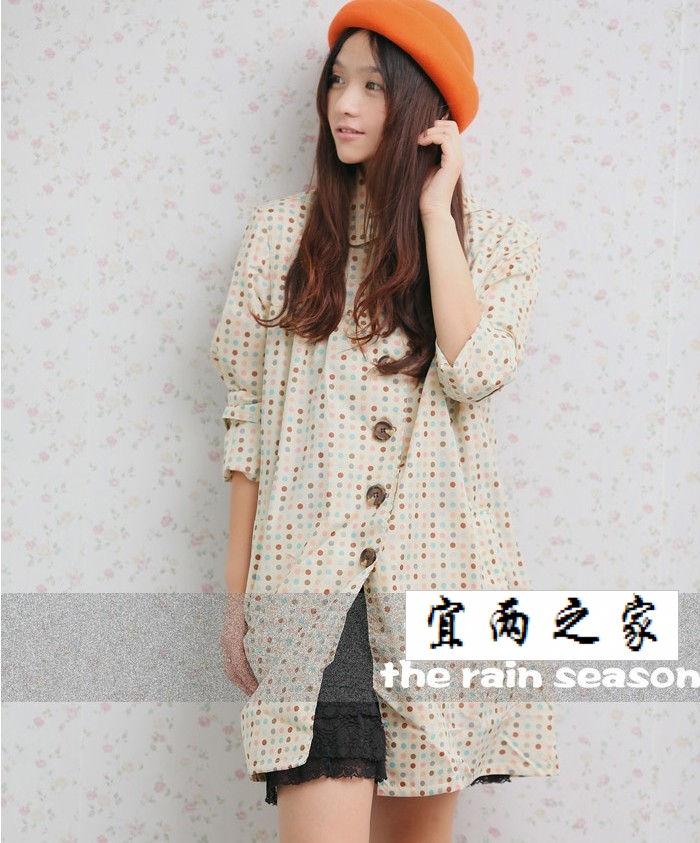 Double ! fashion multicolour polka dot adult raincoat trench cloak raincoat 1002 three-color