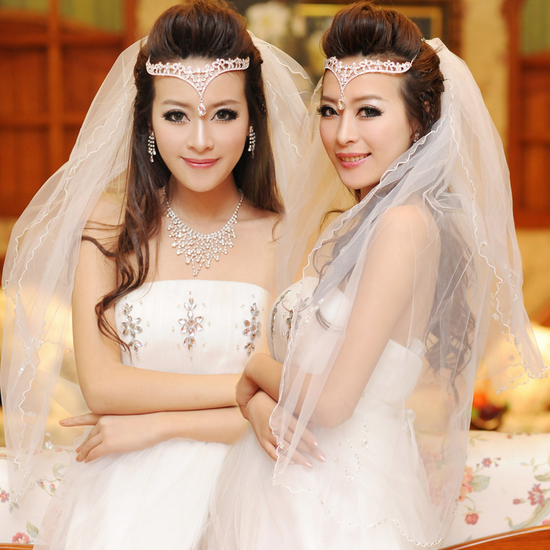 Double layer bridal veil shaping bridal veil beige wedding accessories the bride accessories 47
