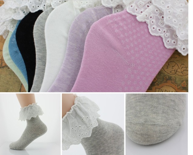 double layer cotton cloth laciness socks candy socks