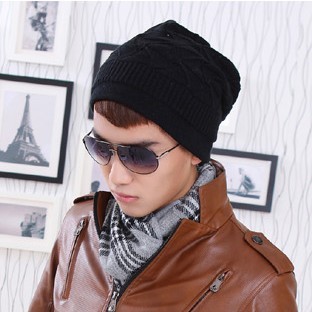 Double layer male knitted winter hat outdoor cap winter cotton knitted hat pocket h203 hat