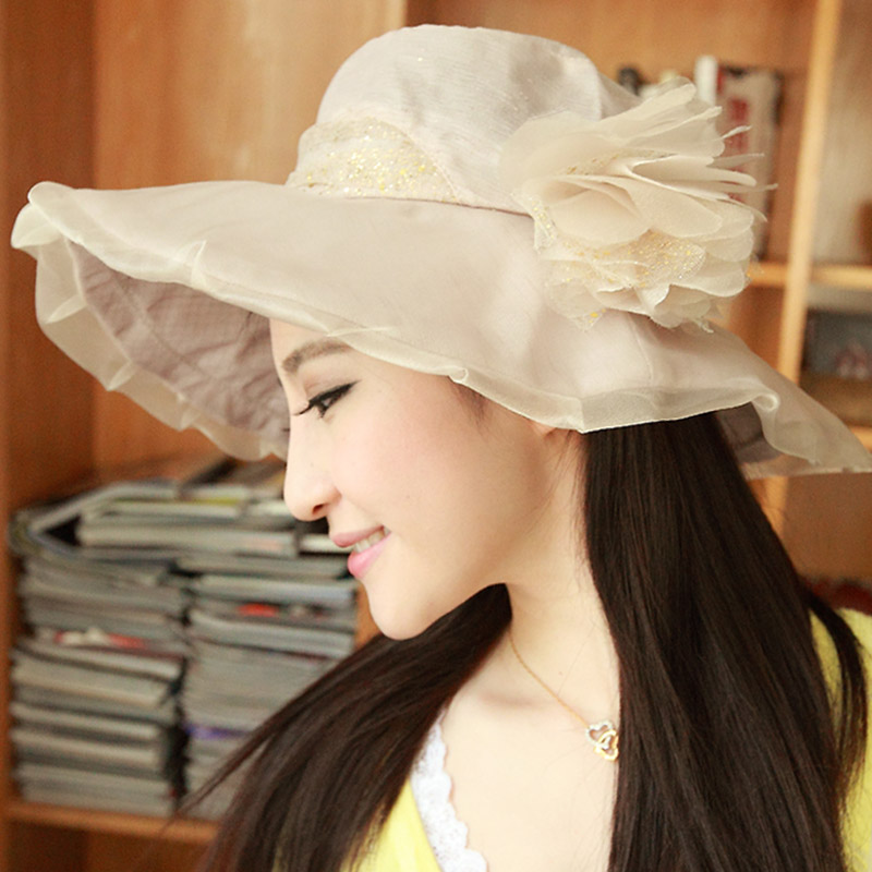 Double layer skirt sunbonnet soft chiffon petals sun hat princess hat