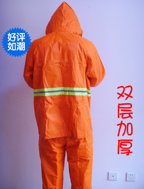 Double layer thickening raincoat set reflective raincoat sanitation services work wear