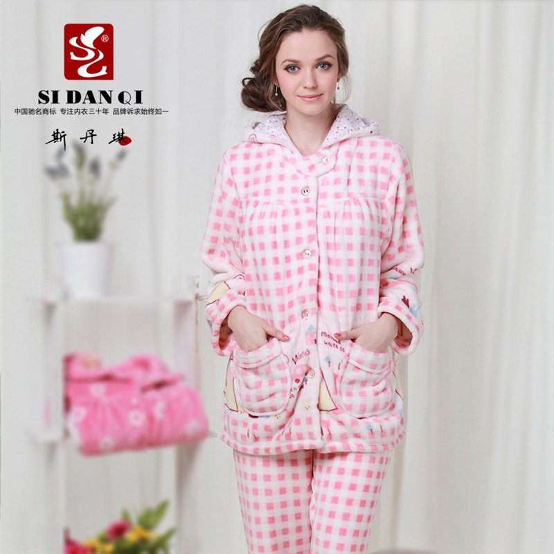 Double lounge flannel female sleep set lounge sleepwear