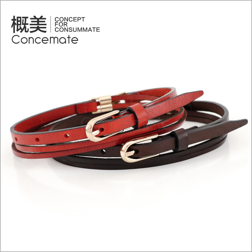 Double patchwork women's genuine leather strap fashion Women ultrafine strap belt accessories c739