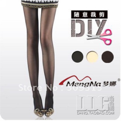 Double q1033 mona ultra-thin transparent croppings pantyhose antidepilation wire stockings 3 colors free shipping