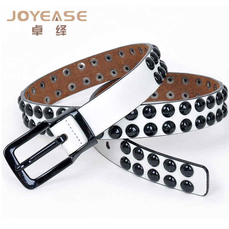 Double rivet first layer of cowhide women's thin section strap genuine leather belt casual
