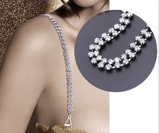 Double row rhinestone shoulder strap pectoral girdle underwear shoulder strap invisible tape bra belt halter-neck