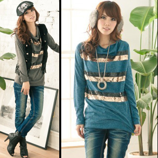 Double y atthere 2669 autumn classic paillette embroidered 280g long-sleeve sweater