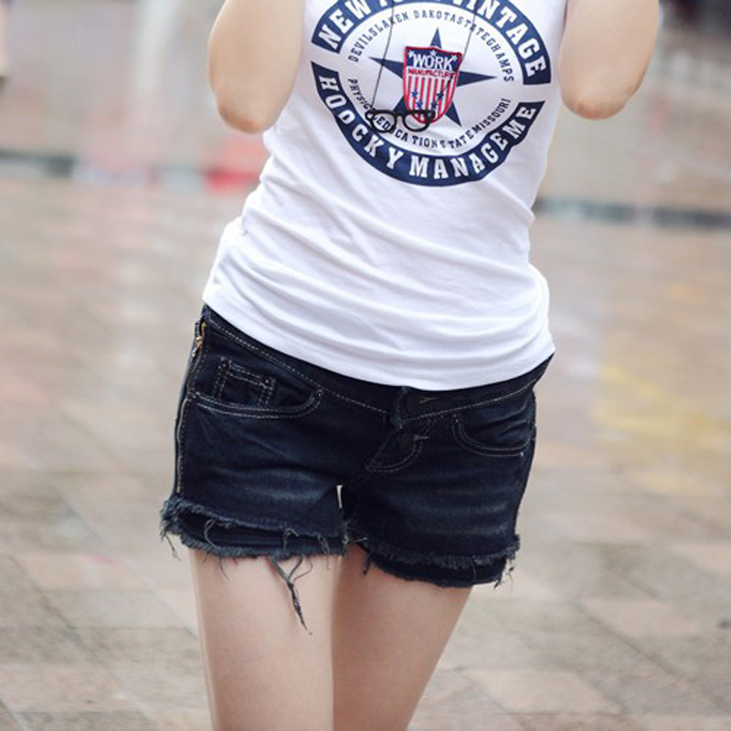 Double zipper pants denim shorts loose plus size shorts mm boot cut denim jeans