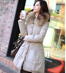 Down coat big fur collar luxury medium-long slim OL outfit female