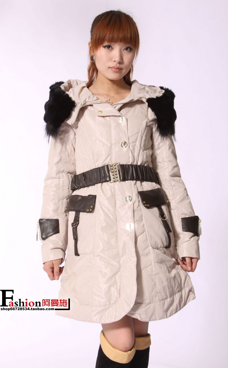 Down coat medium-long female rabbit large fur collar y055 200