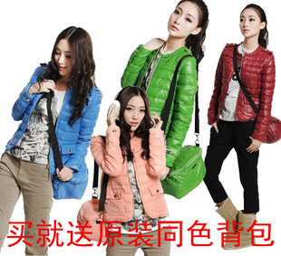 Down coat motorcycle collarless down coat female short design down coat