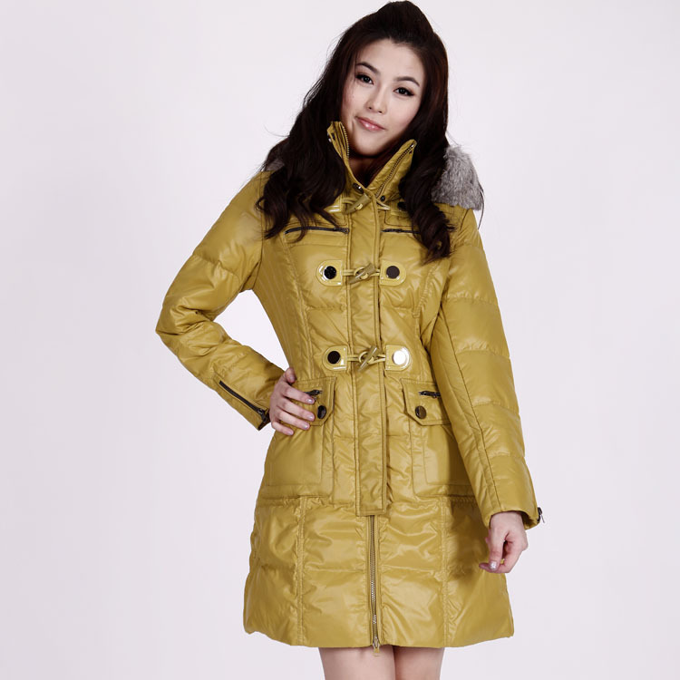 Down coat women medium-long slim rabbit fur large fur collar 10g562a