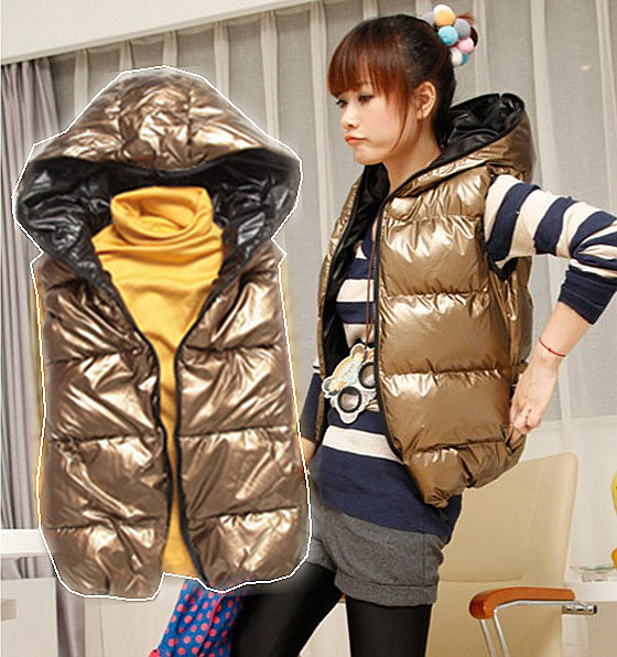 Down Cotton Casual Gold Bread Cotton Vest Women's Cotton Vest Chromophous Female