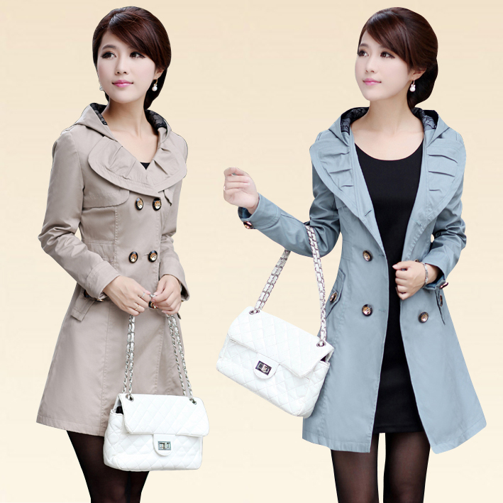Down Warm Overcoat Female Women Outerwear Coat solid color slim hooded trench long design