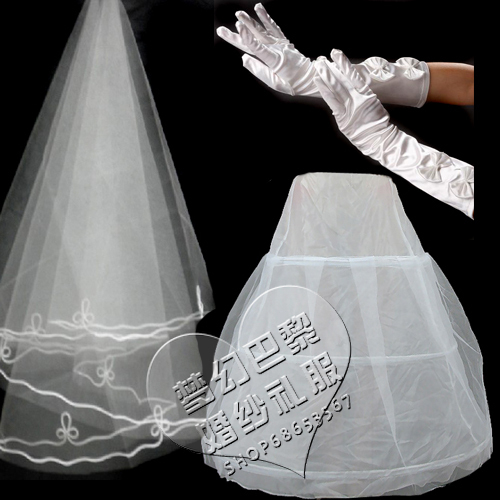 Dream bundle wedding dress triangle set bridal gloves bridal veil bride pannier