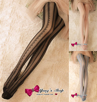 Dream sweet bars lace stockings Core-spun Yarn pantyhose