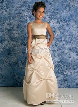 Dress 2010 (FLD003) Custom-made -line Round-Neck Satin Dresses Flower Girl