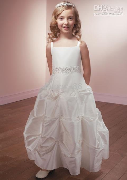 Dress 2010 style(FGD0102) A-line Square Knee-Length Satin Flower Girl
