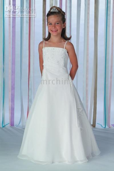 Dress 2010 style(FGD0119) A-line Round-neck Knee-Length Organza Flower Girl