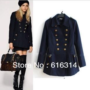 Dress Europe and the United States wind double breasted collar medium style trench coat cloth coat 001