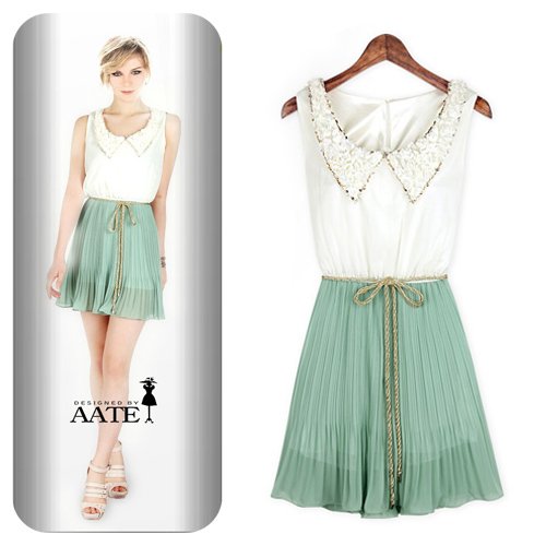 dress new fashion 2012 women chiffon paillette casual dress summer cute mini dress+Waist rope C0025