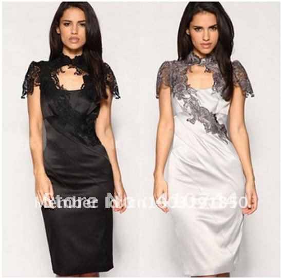 dresses evening 2012 black Lace evening dress fashion Sleeveless formal dress top quality free shipping