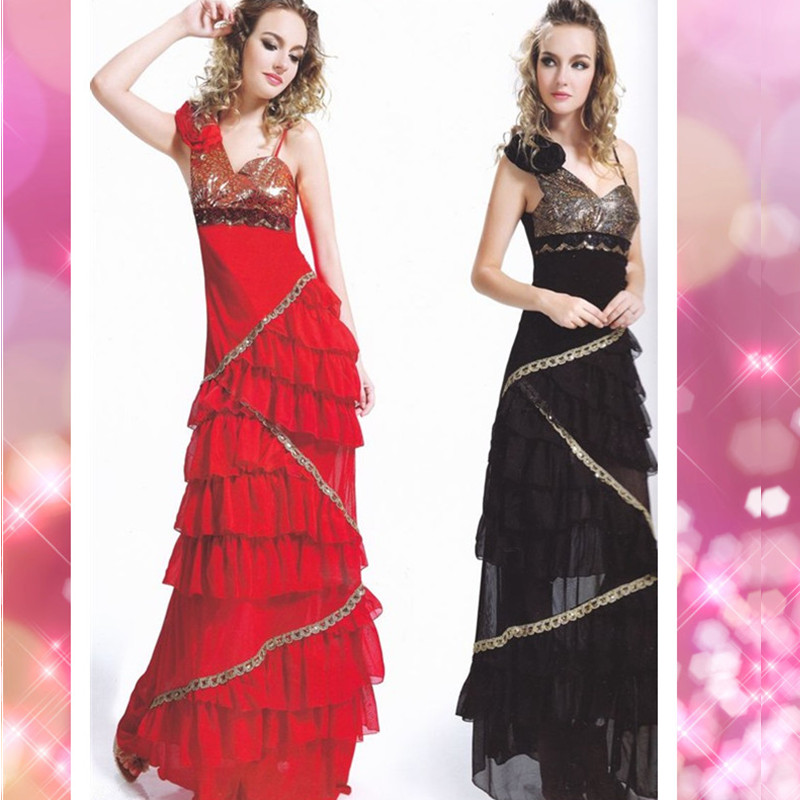 Dresses sexy spaghetti strap pleated slim long design formal dress ktv princess loaded 129 performance wear