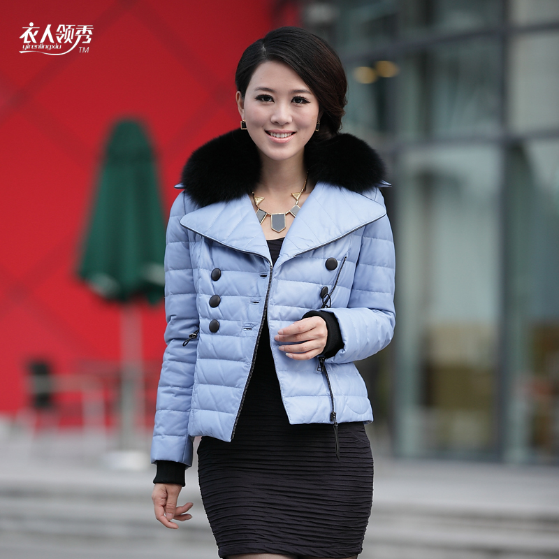 Drop/Free Shipping by DHL Clothing 2012 popular fox fur sheepskin genuine leather clothing down female outerwear