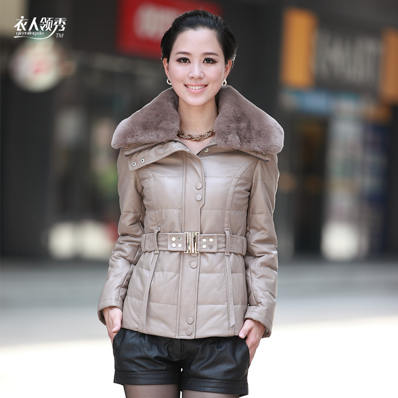 Drop/Free Shipping by DHL Clothing 2012 sheepskin rex rabbit skin wool genuine leather clothing down coat female