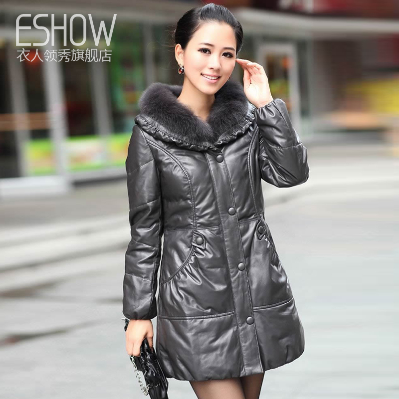 Drop/Free Shipping by DHL Clothing big women's fox fur sheepskin genuine leather clothing outerwear