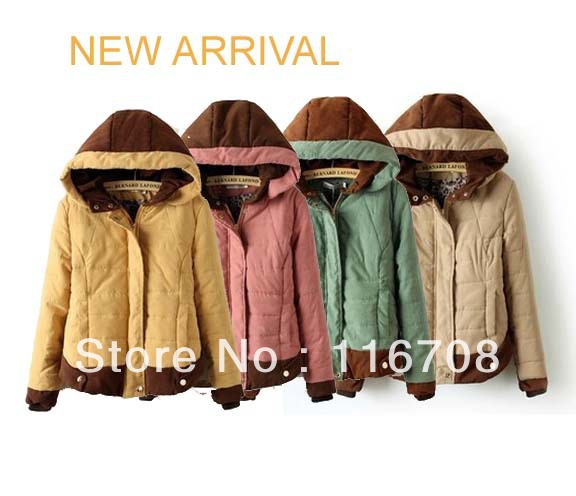 DROP shipping 2012 korean snow wear HOODED Thicken down outerwear coat elegant cotton-padded jacket Apparel for women CO-012